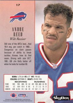 1994 SkyBox Premium #17 Andre Reed Back