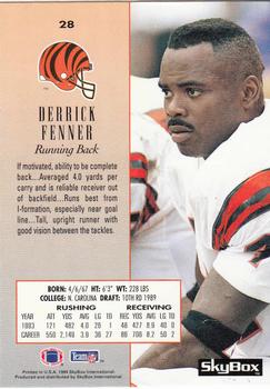 1994 SkyBox Premium #28 Derrick Fenner Back