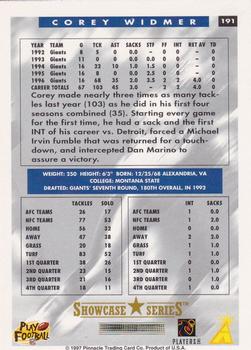 1997 Score - Showcase Series #191 Corey Widmer Back