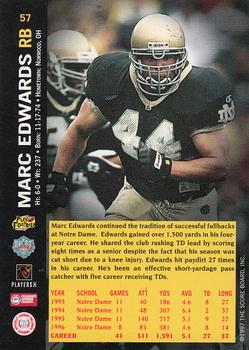 1997 Score Board NFL Rookies #57 Marc Edwards Back