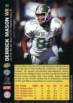 1997 Score Board NFL Rookies #52 Derrick Mason Back