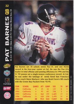 1997 Score Board NFL Rookies - Dean's List #32 Pat Barnes Back