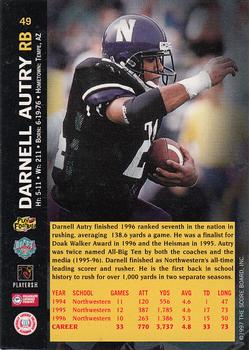 1997 Score Board NFL Rookies - Dean's List #49 Darnell Autry Back