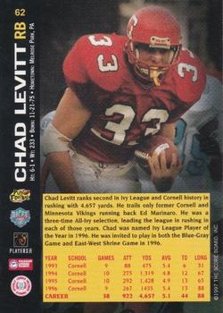1997 Score Board NFL Rookies - Dean's List #62 Chad Levitt Back