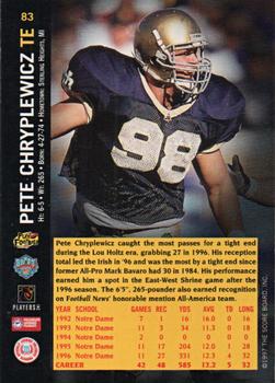 1997 Score Board NFL Rookies - Dean's List #83 Pete Chryplewicz Back