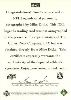 1997 Upper Deck Legends - Autographs #AL--29 Mike Ditka Back
