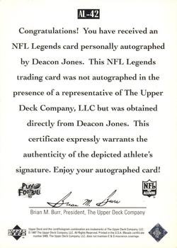 1997 Upper Deck Legends - Autographs #AL-42 Deacon Jones Back
