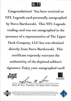 1997 Upper Deck Legends - Autographs #AL-77 Steve Bartkowski Back