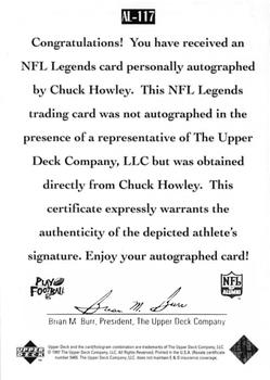 1997 Upper Deck Legends - Autographs #AL-117 Chuck Howley Back