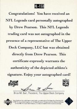 1997 Upper Deck Legends - Autographs #AL-153 Drew Pearson Back