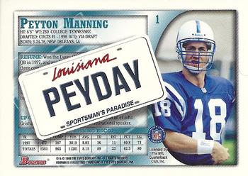 1998 Bowman - Interstate #1 Peyton Manning Back