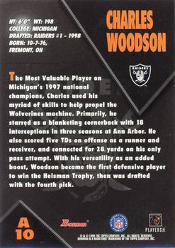 1998 Bowman - Rookie Autographs Silver #A10 Charles Woodson Back