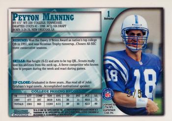 1998 Bowman Chrome - Golden Anniversary Refractors #1 Peyton Manning Back