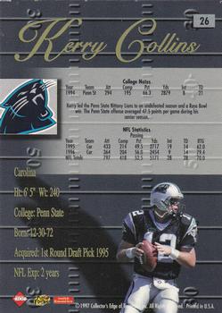 1998 Collector's Edge Advantage - Gold #26 Kerry Collins Back