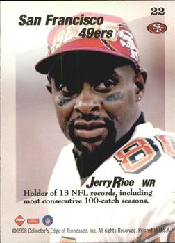 1998 Collector's Edge First Place - Triple Threat #22 Jerry Rice Back