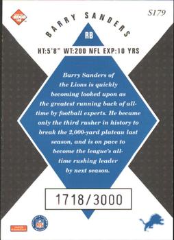 1998 Collector's Edge Masters - 50-Point #S179 Barry Sanders Back