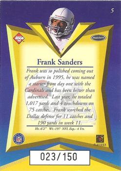 1998 Collector's Edge Masters - 50-Point Gold #5 Frank Sanders Back
