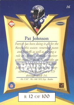 1998 Collector's Edge Masters - Gold Redemption SN100 #16 Pat Johnson Back