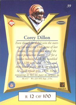 1998 Collector's Edge Masters - Gold Redemption SN100 #39 Corey Dillon Back