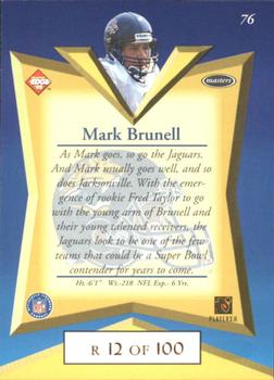 1998 Collector's Edge Masters - Gold Redemption SN100 #76 Mark Brunell Back