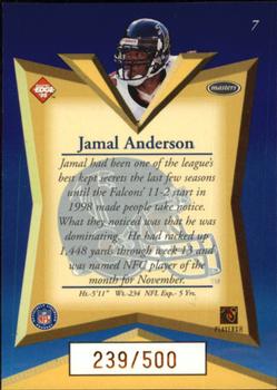1998 Collector's Edge Masters - Gold Redemption SN500 #7 Jamal Anderson Back