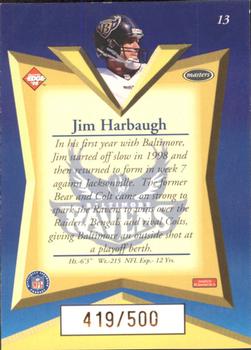 1998 Collector's Edge Masters - Gold Redemption SN500 #13 Jim Harbaugh Back