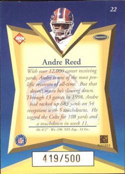 1998 Collector's Edge Masters - Gold Redemption SN500 #22 Andre Reed Back