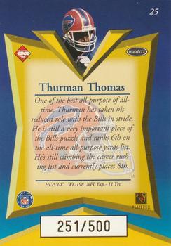 1998 Collector's Edge Masters - Gold Redemption SN500 #25 Thurman Thomas Back