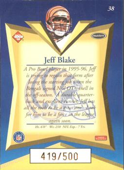 1998 Collector's Edge Masters - Gold Redemption SN500 #38 Jeff Blake Back