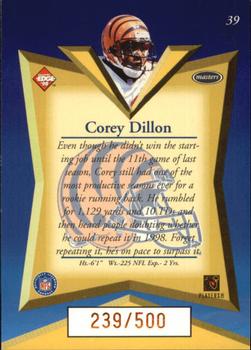 1998 Collector's Edge Masters - Gold Redemption SN500 #39 Corey Dillon Back