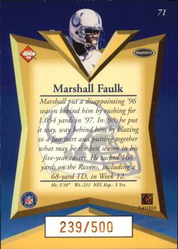 1998 Collector's Edge Masters - Gold Redemption SN500 #71 Marshall Faulk Back