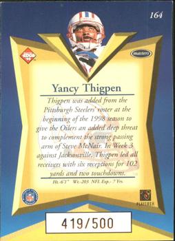 1998 Collector's Edge Masters - Gold Redemption SN500 #164 Yancey Thigpen Back