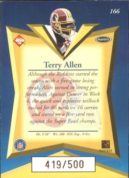 1998 Collector's Edge Masters - Gold Redemption SN500 #166 Terry Allen Back
