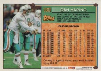 1994 Topps #160 Dan Marino Back