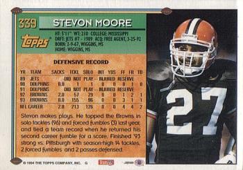 1994 Topps #339 Stevon Moore Back