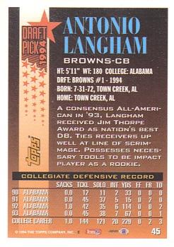 1994 Topps #45 Antonio Langham Back