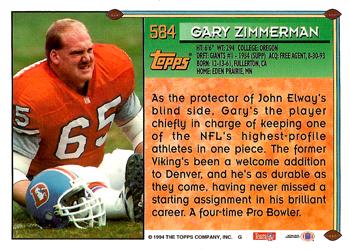 1994 Topps #584 Gary Zimmerman Back