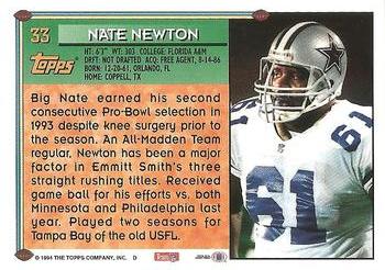 1994 Topps #33 Nate Newton Back