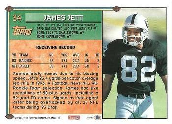 1994 Topps #34 James Jett Back