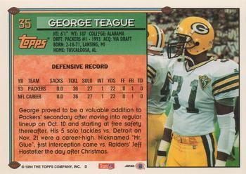 1994 Topps #35 George Teague Back