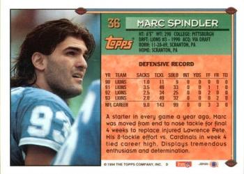 1994 Topps #36 Marc Spindler Back