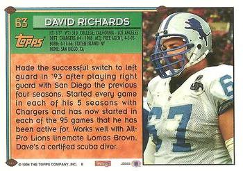 1994 Topps #63 David Richards Back