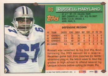 1994 Topps #86 Russell Maryland Back