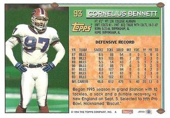 1994 Topps #93 Cornelius Bennett Back