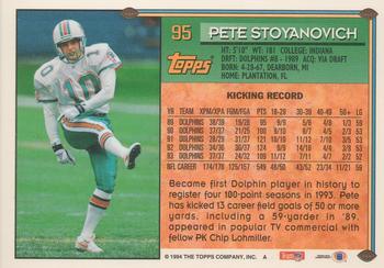 1994 Topps #95 Pete Stoyanovich Back