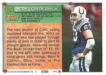 1994 Topps #103 Kirk Lowdermilk Back