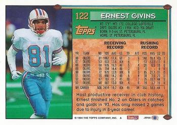 1994 Topps #122 Ernest Givins Back