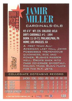 1994 Topps #138 Jamir Miller Back