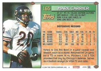 1994 Topps #165 Mark Carrier Back