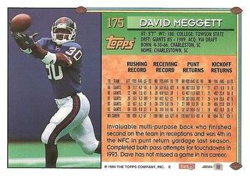 1994 Topps #175 Dave Meggett Back
